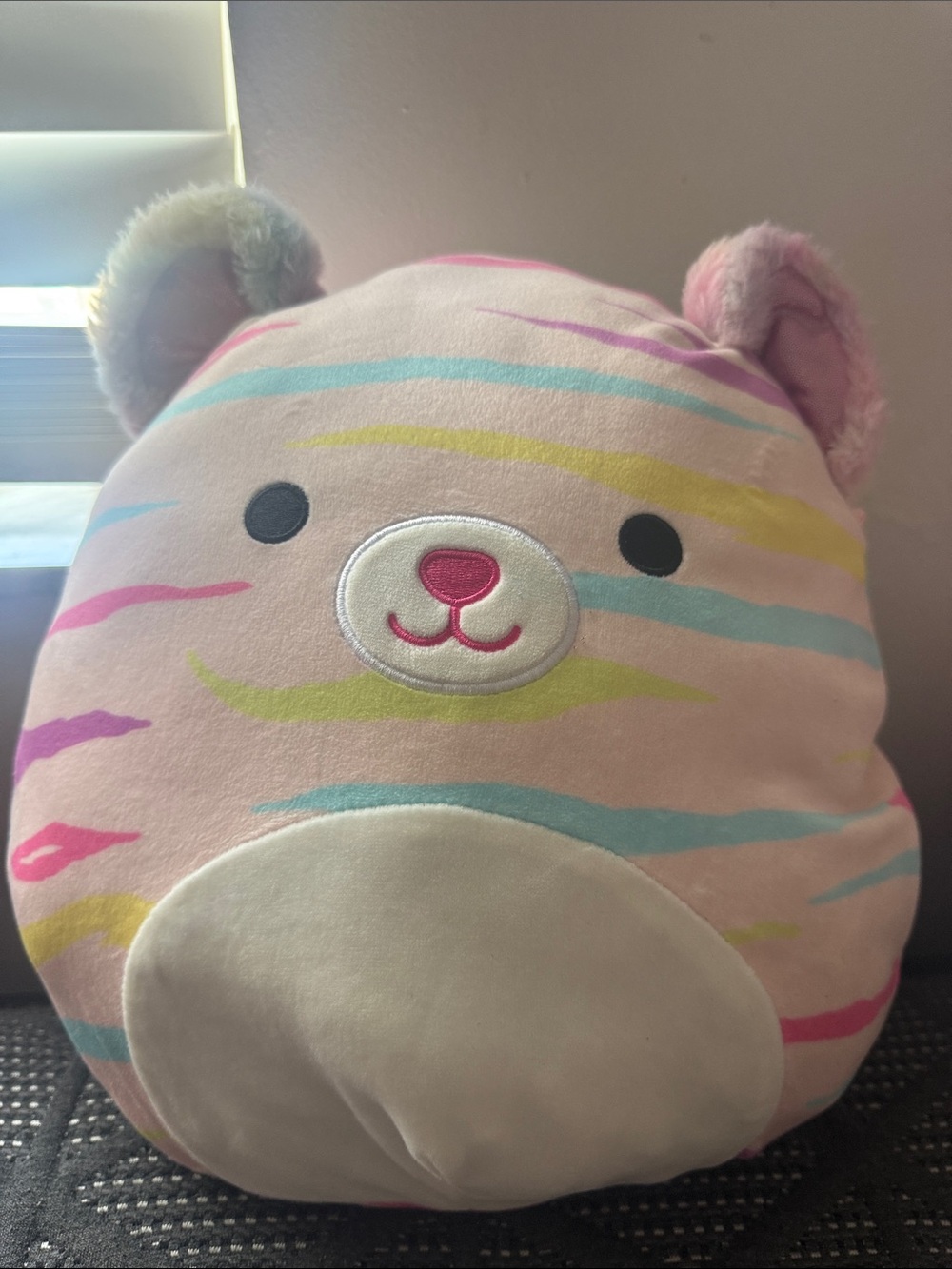 Squishmallows Pastel Stripe Bear Plush - Pink, Blue, Yellow, Purple